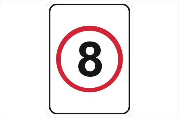 speed limit 8 kph sign