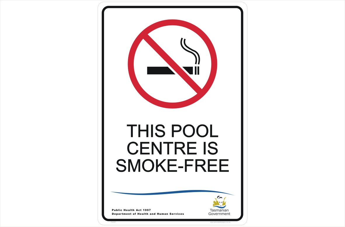  TAS This pool is Smoke Free sign Tasmanian Smoking laws