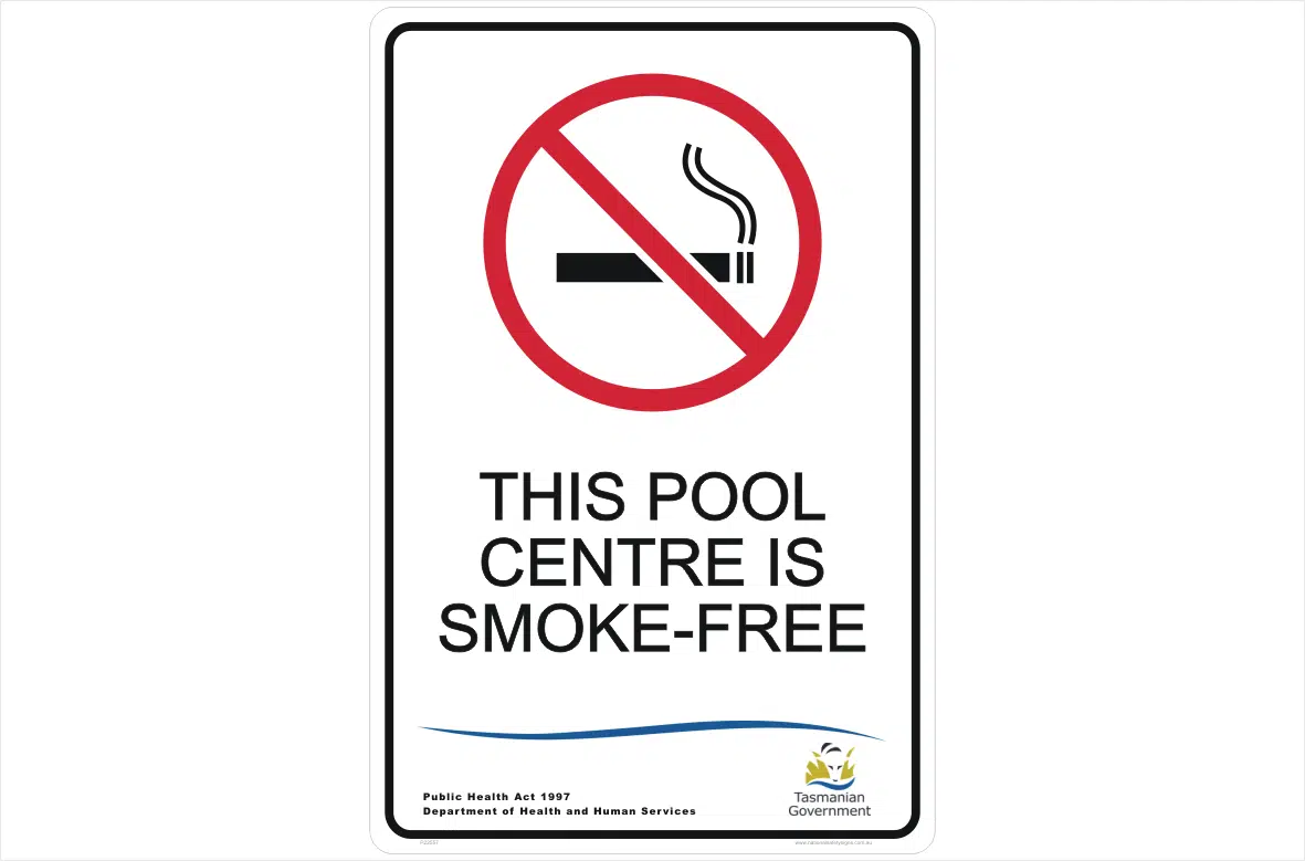 TAS This pool is Smoke Free sign