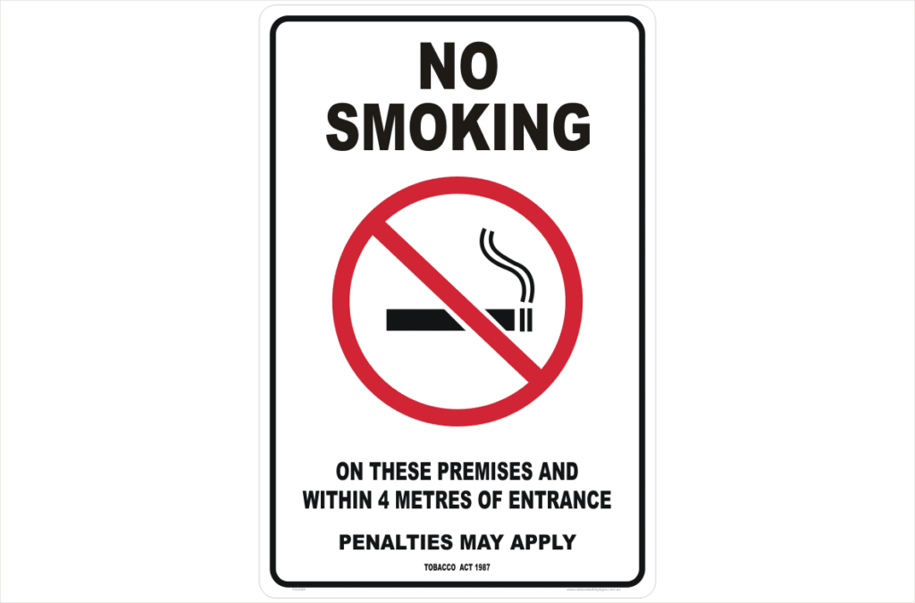 VIC No Smoking Within 4 Metres sign