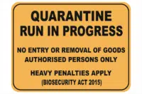Quarantine Run In Progress sign