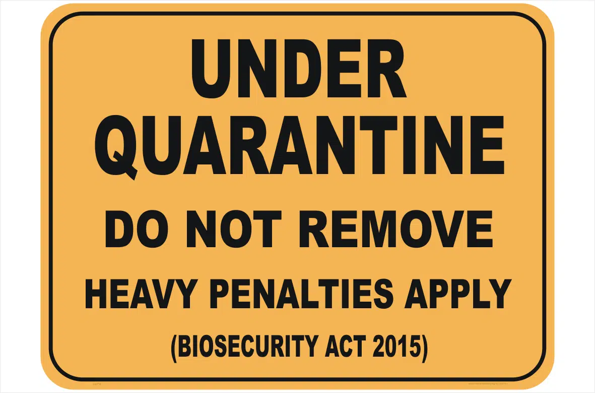 UNDER QUARANTINE sign