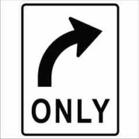 Right turn only sign