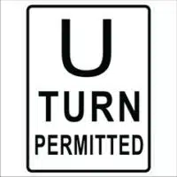 U turn Permitted Sign