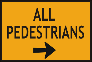 pedestrian signs with right arrow.