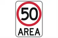 50kph area sign