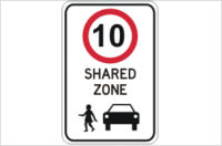 Shared zone 10KPH sign