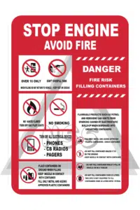 Stop engine avoid fire sign