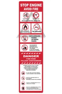 Stop Engine Avoid Fire sign