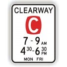 Clearway Times Parking Sign