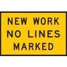 New Work No Lines Marked Roadworks Sign
