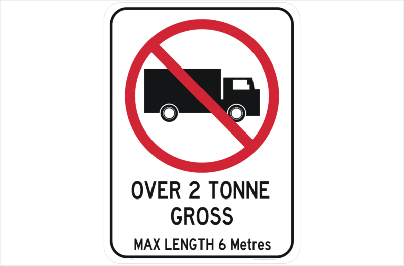 Max 2 Tonne on Road sign