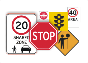 Road and Traffic Signs and Road Work Signs