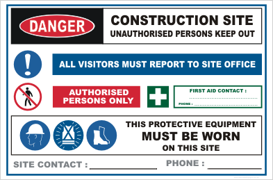 Building Site Warning sign - Contractor site signs