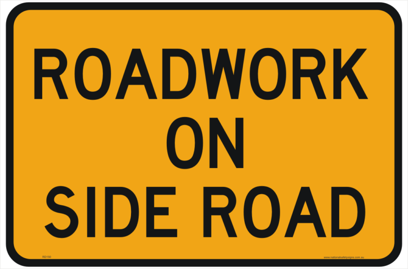 Roadworks on Side Road Sign
