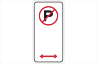 Regulatory Parking sign - No Parking bi-directional arrows