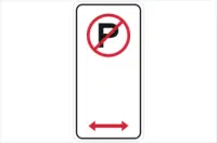 Regulatory Parking sign - No Parking bi-directional arrows