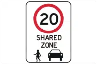 Shared Zone 20 KPH Sign