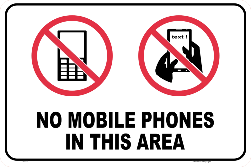 No Mobile Phones sign P2274
