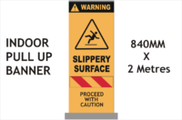 Slippery floor warning banner
