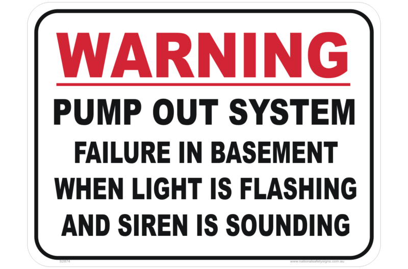 Basement pump out system sign