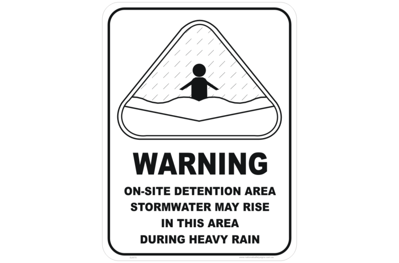 Onsite stormwater detention area sign