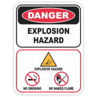 Danger explosion hazard safety sign - AS1319 compliant, National Safety Signs Australia