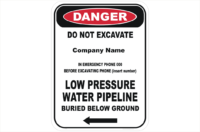 Low Pressure water pipe sign