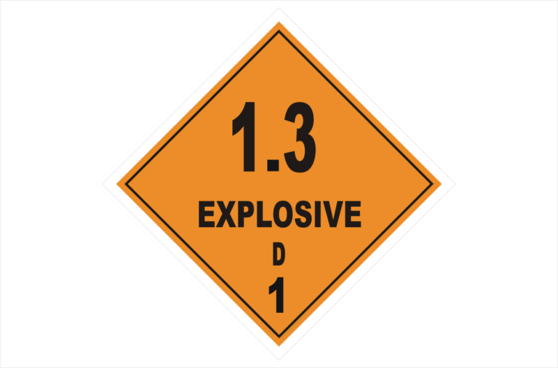 Class1 Div 1.3 D Explosive sign