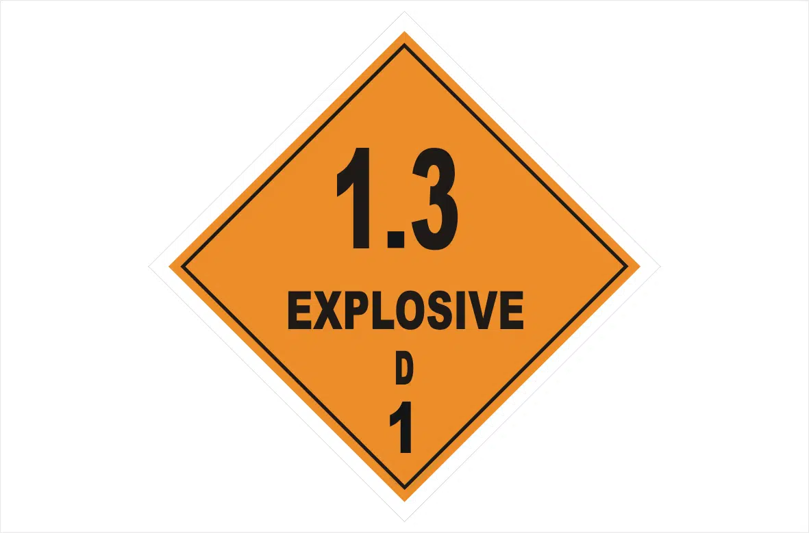 Class1 Div 1.3 D Explosive sign