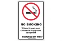 QLD No Smoking 10 Metres of Childrens' Playground Sign