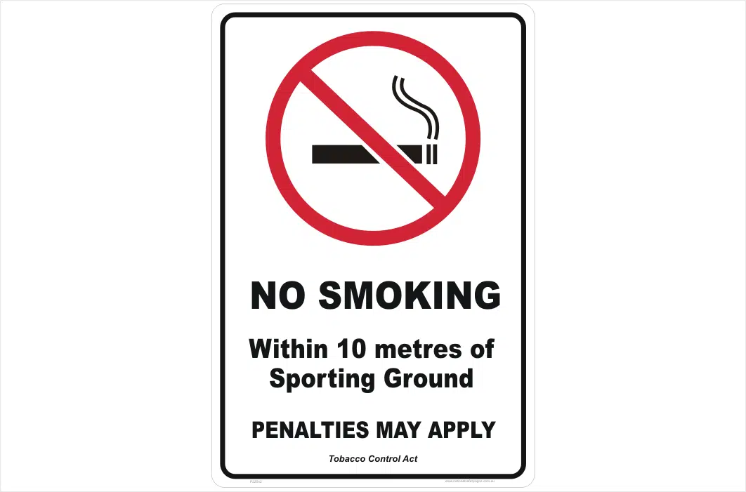 QLD No Smoking 10 Metres of Boundary sign