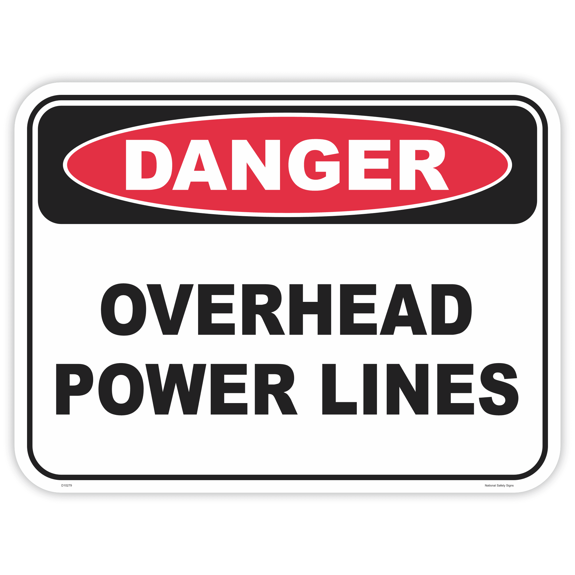 Danger overhead Power lines safety sign - AS1319 compliant, National Safety Signs Australia