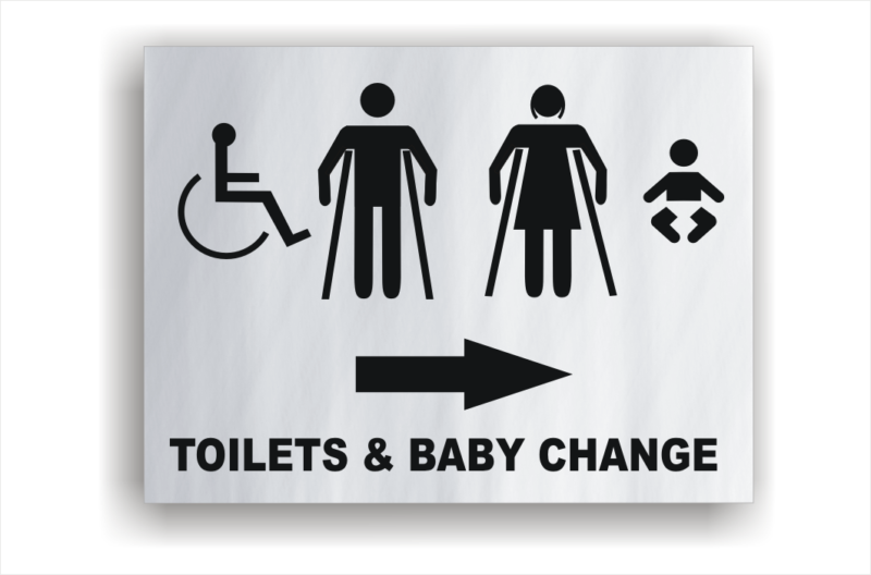 Toilets and baby change room sign