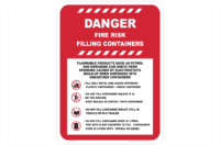 Filling Container Fire Risk sign