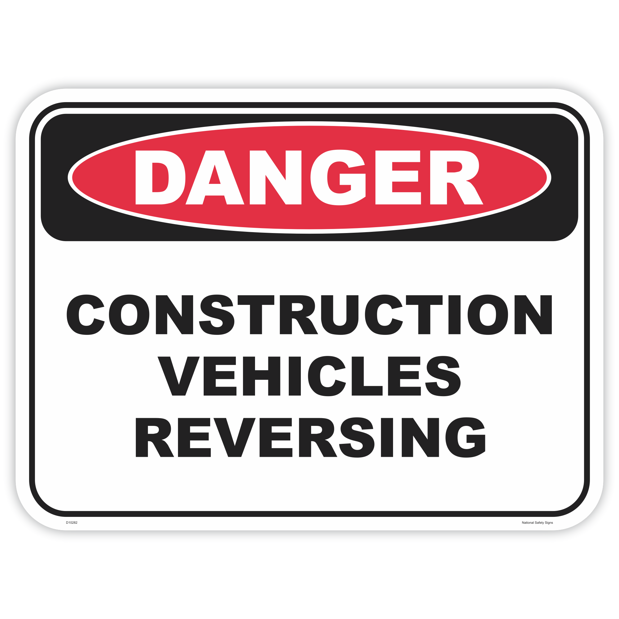 Danger vehicles reversing safety sign - AS1319 compliant, National Safety Signs Australia