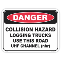 Danger collision hazard logging trucks safety sign - AS1319 compliant, National Safety Signs Australia