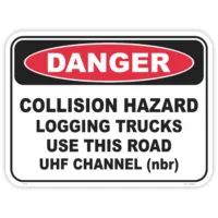 Danger collision hazard logging trucks safety sign - AS1319 compliant, National Safety Signs Australia