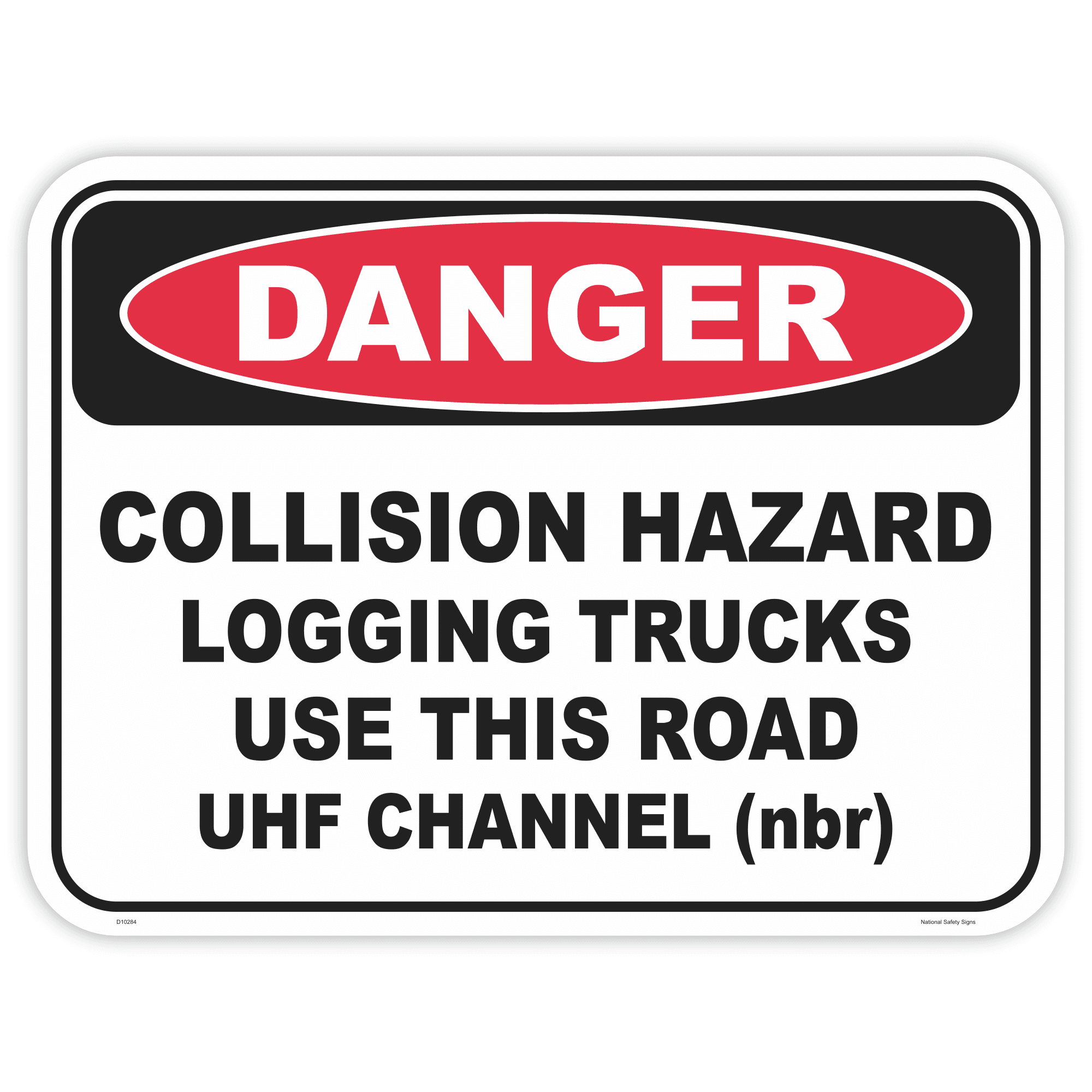 Danger collision hazard logging trucks safety sign - AS1319 compliant, National Safety Signs Australia