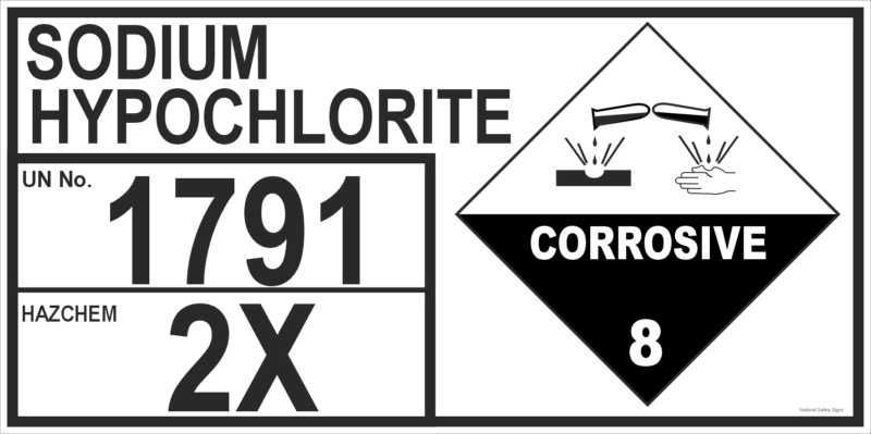 Storage Emergency Information Panel Sodium Hypochlorite  H1564