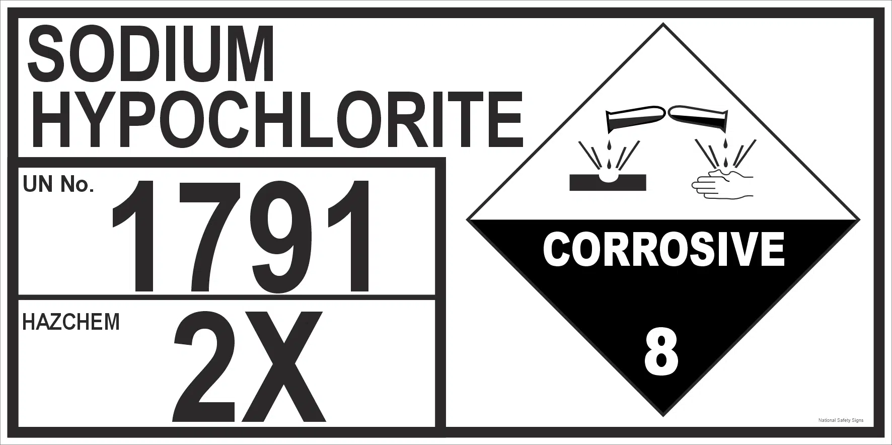 Storage Emergency Information Panel Sodium Hypochlorite  H1564