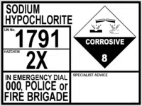 Sodium Hypochlorite Hazchem 1791 Sign    H1564