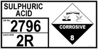 Sulphuric Acid 2796 Hazchem Sign    H1566