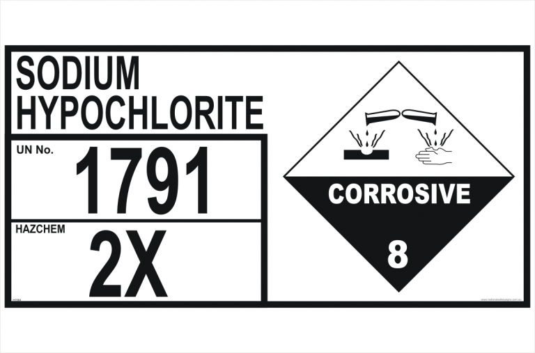 Storage Emergency Information Panel Sodium Hypochlorite H1564