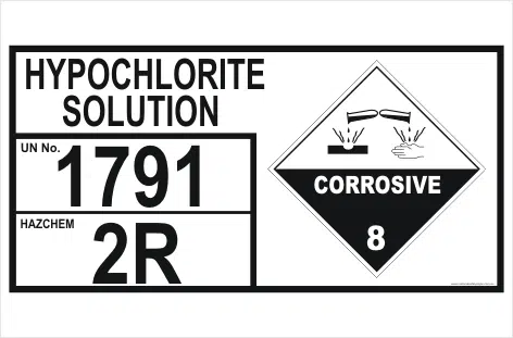 Dangerous Goods Storage Panel Hypochlorite Solution