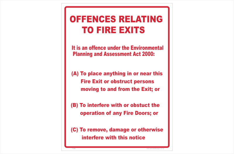 Fire Exit Offences Act 2000 signn