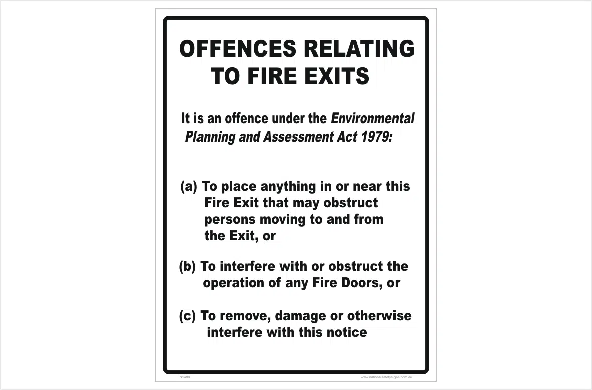 Fire Exit Offences Act 1979 sign