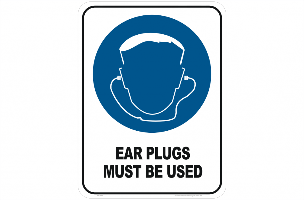 Stay firm. Earplugs sign. Notice Ear Plugs must be worn. Earplugs personal Protective Equipment. Earplugs shall be used sign.