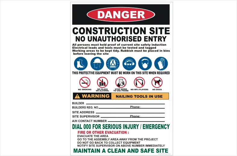 Construction site sign