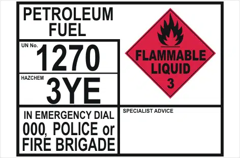 Petroleum Fuel Emergency Information transport Panel